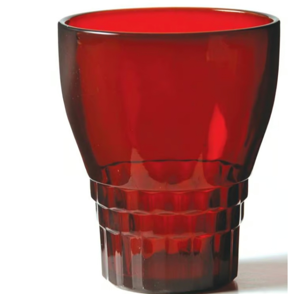 Vintage MCM Glass Ruby Red Windsor Faceted Glass Bar Glasses Cafecore 50s Cafe